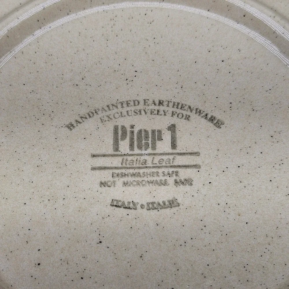 Pier 1 Italia Leaf Handpainted Earthenware Salad Plates Set of 4 Made in Italy